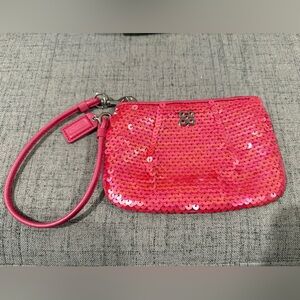 Coach Hot Pink Sequin Iridescent Wristlet ***RARE***